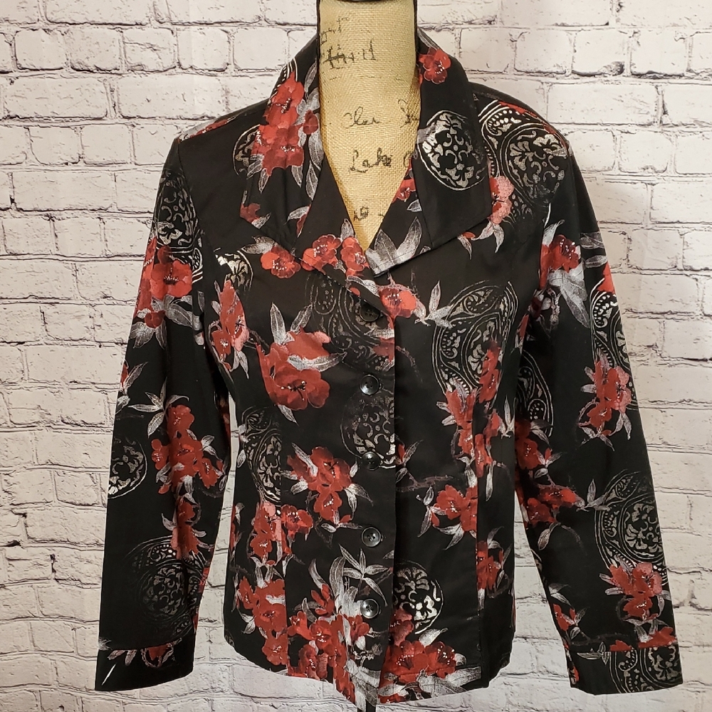 Chico's Floral Jacket — Chico's Size 1/ US Medium — EUC